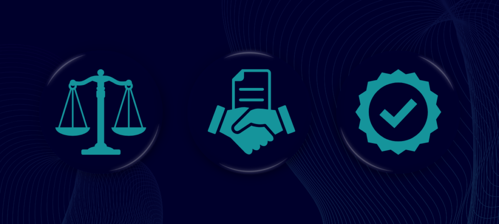 Imagem de três ícones representando os 3 tipos diferentes de garantia, sendo o primeiro a garantia legal, o segundo a garantia contratual e o terceiro, a garantia estendida. Artigo sobre os Direitos do Consumidor quanto à Garantia Estendida: Como funciona e Quando Realmente Vale a Pena. Blog Brantes e Bastos Advogadas.